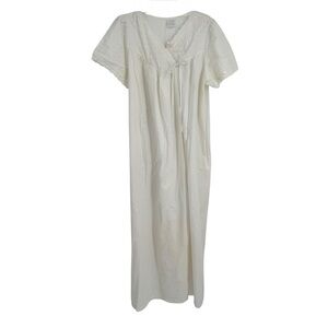 NWT Go Softly White Cotton Blend Nightgown Size L Soft Sleepwear Short Sleeves